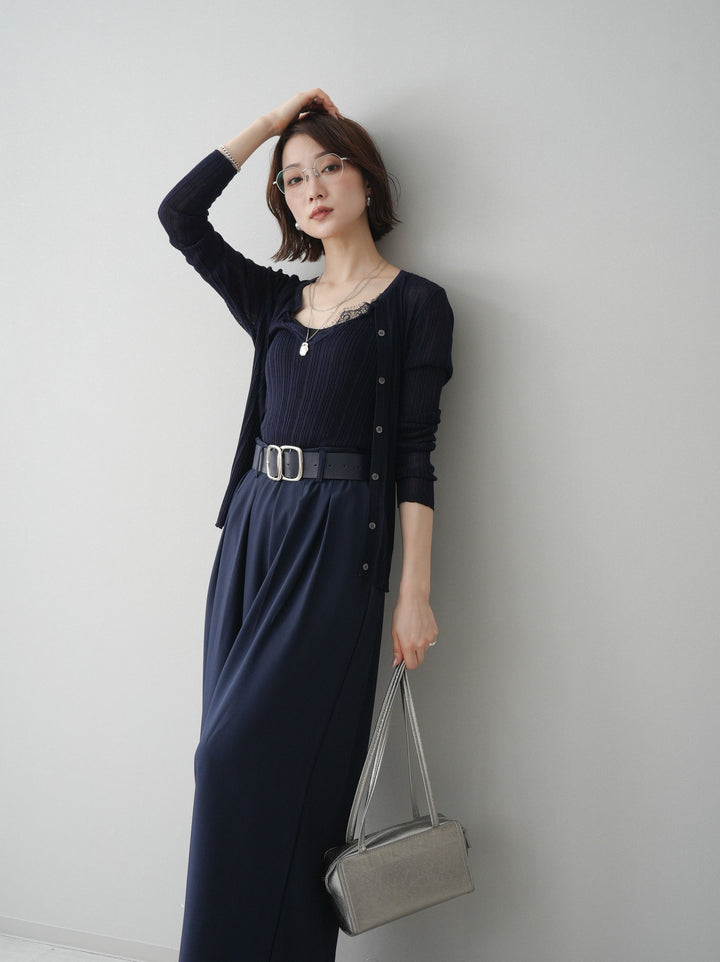 [予約]インナーレースキャミソール＆カーディガンアンサンブル/navy