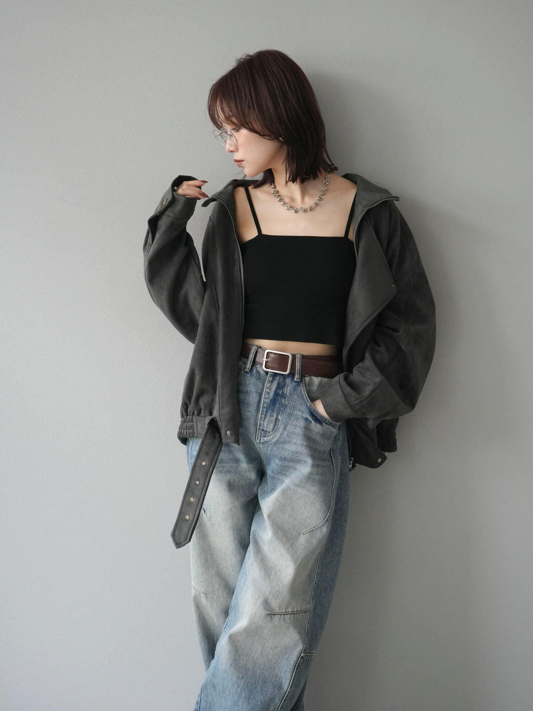 [予約]スエードライダースミドルジャケット/black