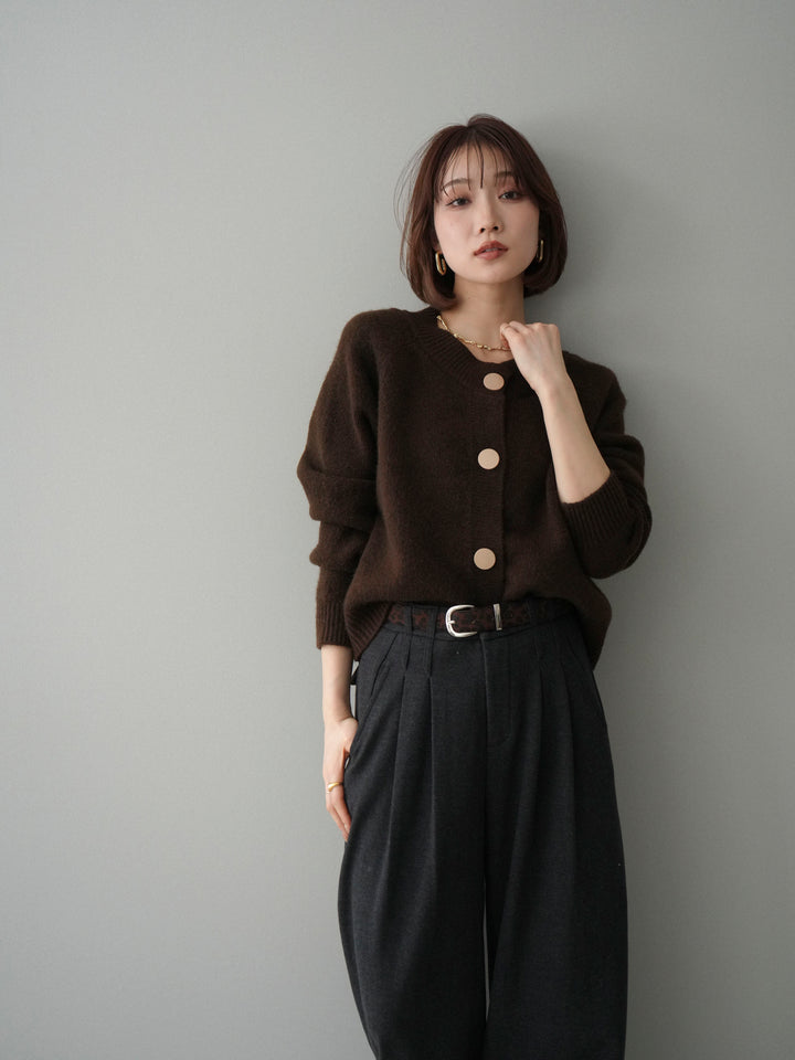 [SET]BIGボタンニットカーディガン+選べるアクセセット(2set)