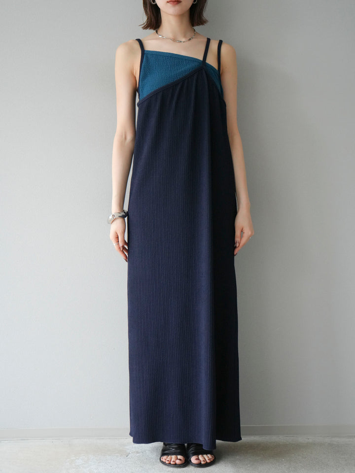 [予約]バイカラーレイヤードキャミワンピース/ネイビー