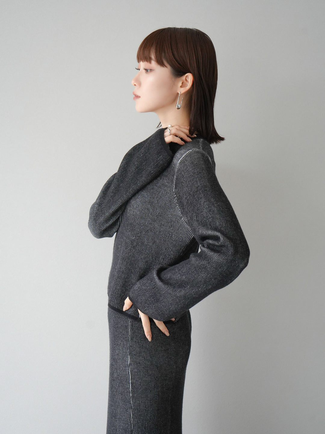 [套裝] 雙面配色羅紋針織套頭衫 + 可選飾品套裝（2 套）