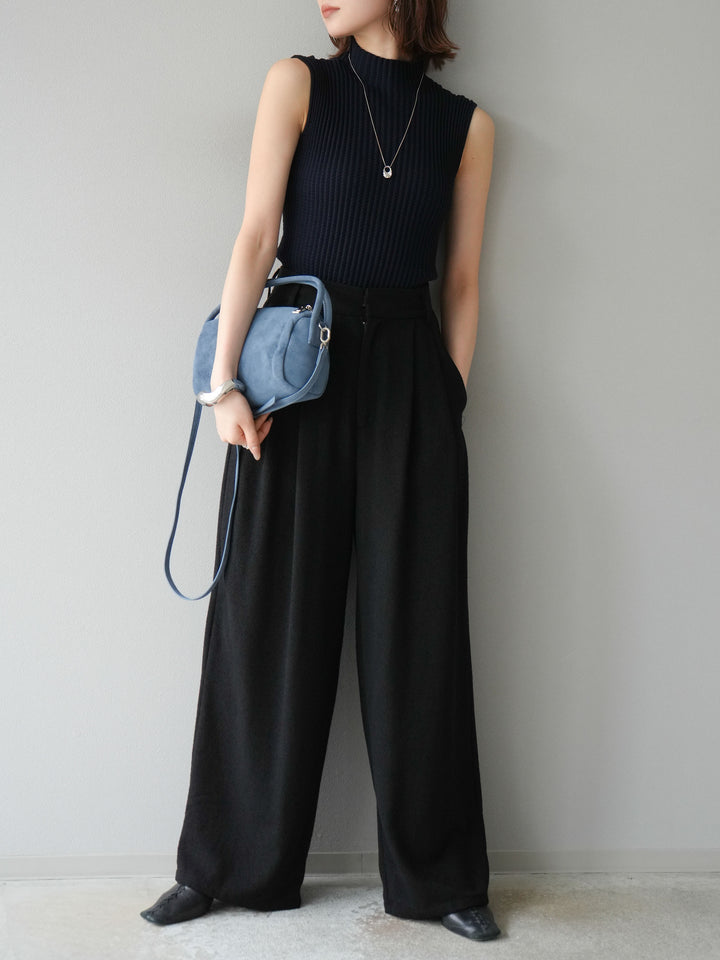 [予約]ネップワイドパンツ/ブラック