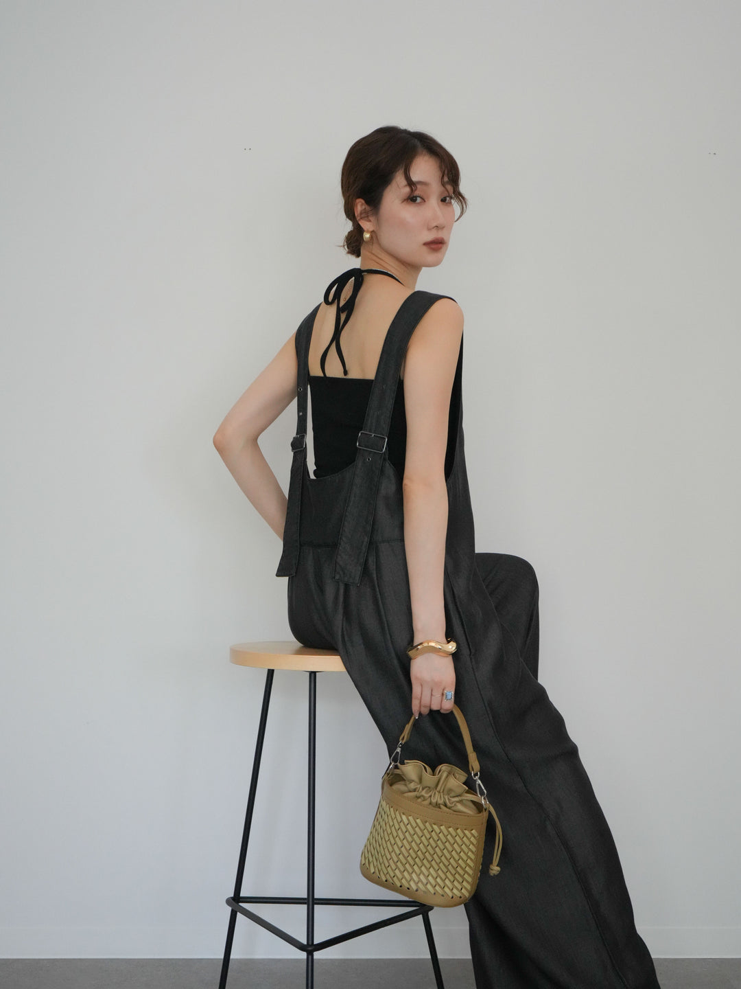 [予約]前後2WAYテンセルデニムオールインワン/black