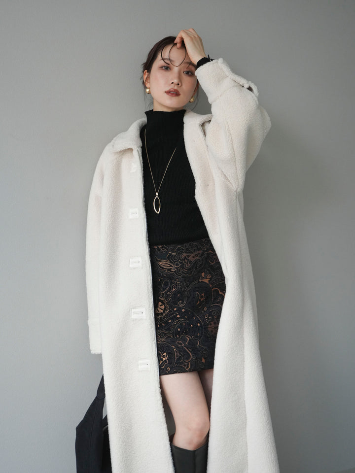 [予約]ボアxムートンロングコート/ivory