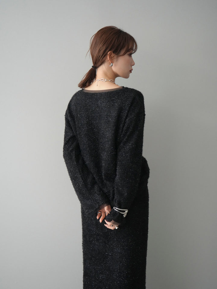 [予約]ラメシャギートップス/black