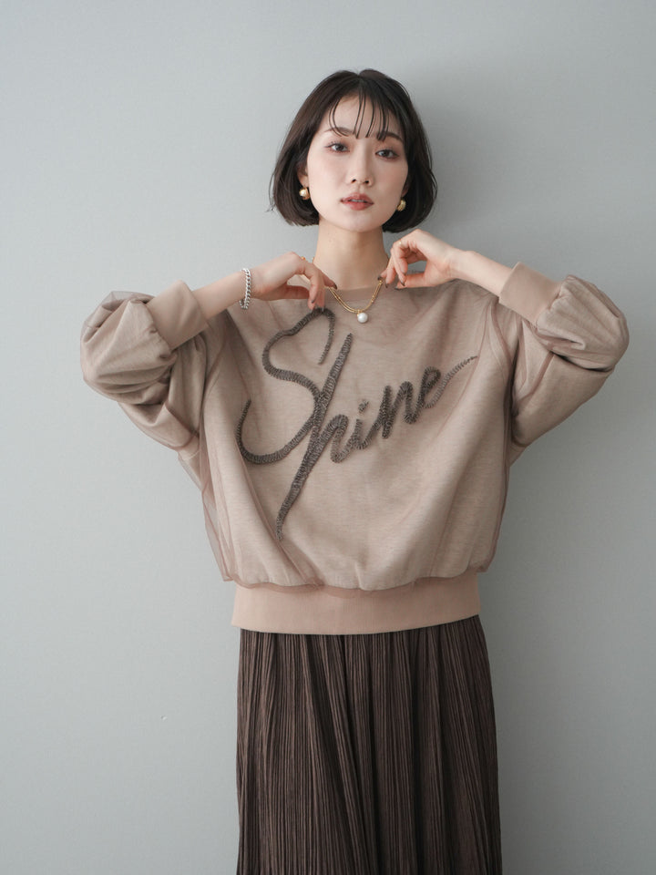 [予約]チュールレイヤードロゴスエットプルオーバー/beige