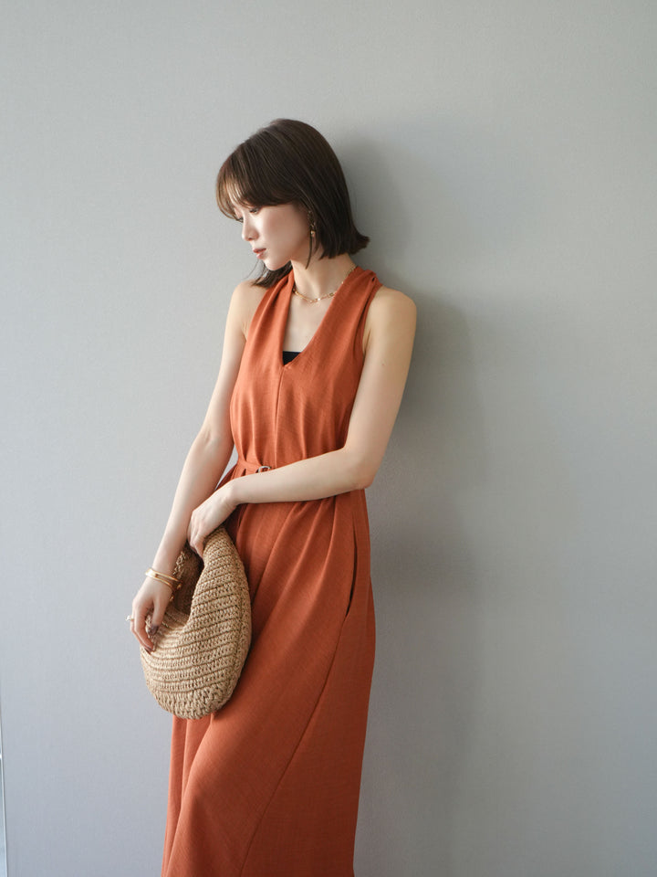 【預購】環形設計不均勻染色洋裝/橘色