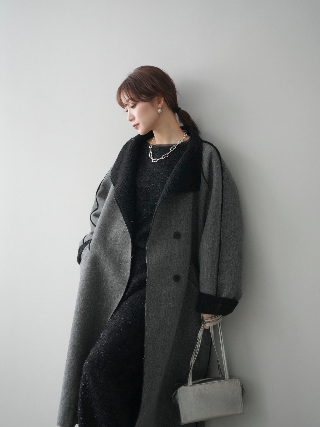 [予約]アウトシーム裏ボアコート/gray