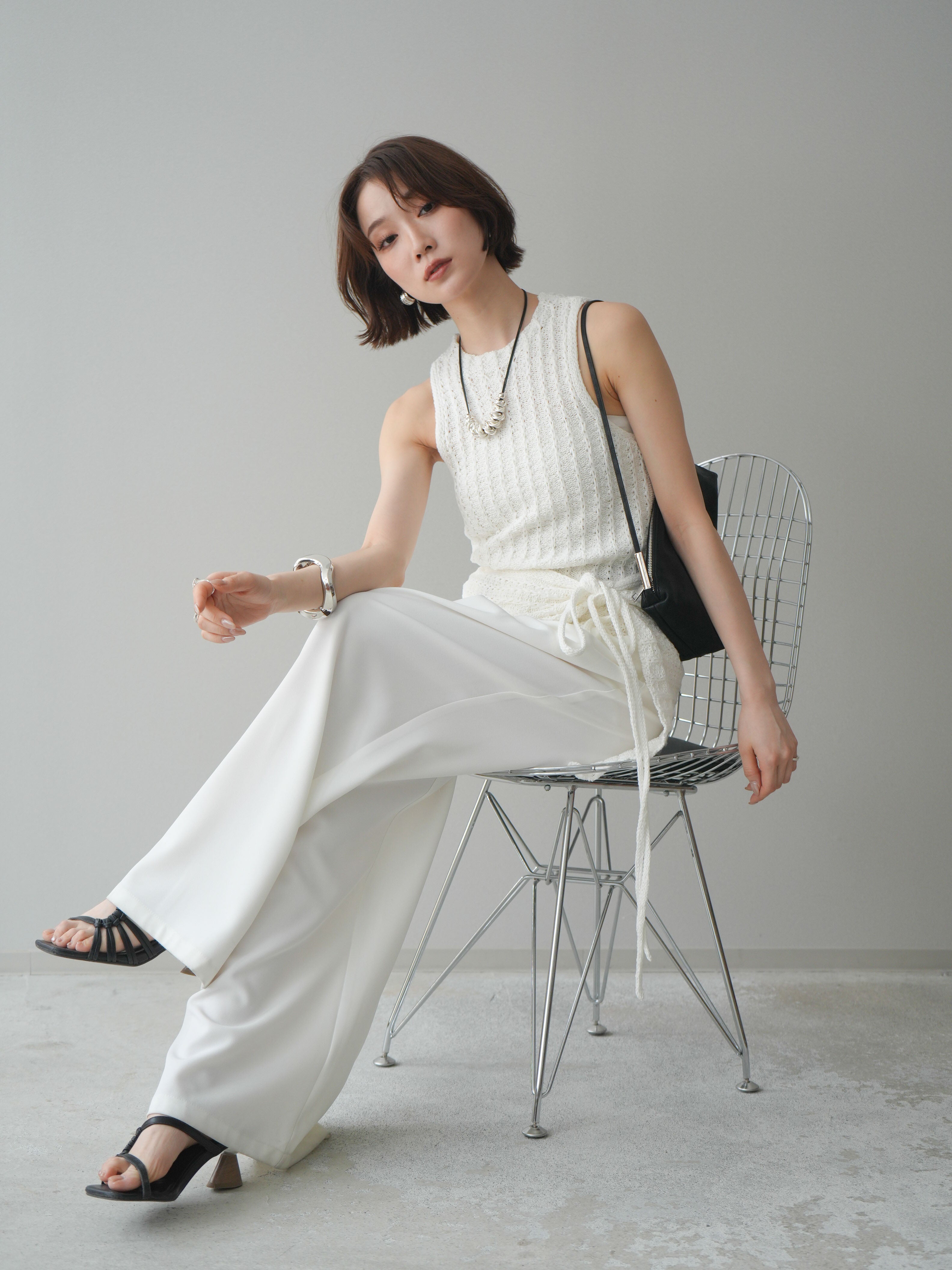the highlights tank タンク　リブ　ホワイト　アメスリ　キャミ 予約]テクスチャーリブアメスリサマーニットタンク/white – Lumier