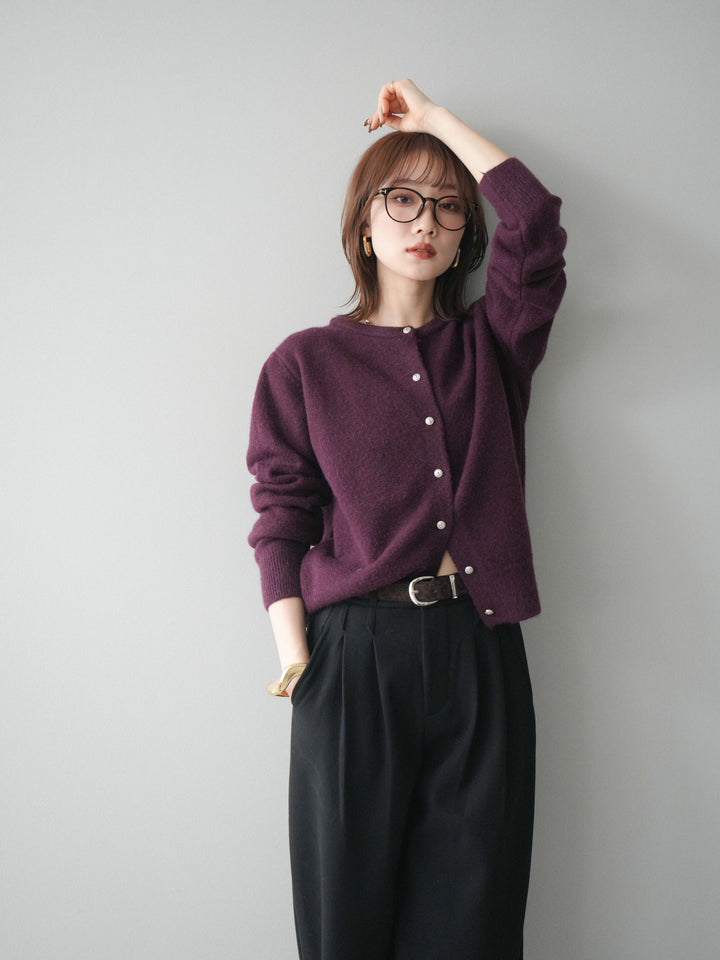 [予約]アンティークボタンニットカーディガン/purple