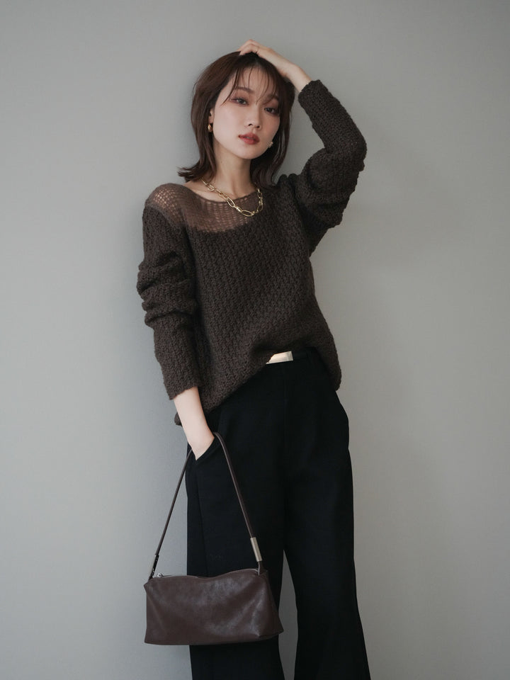 [予約]ダメージデザインニットプルオーバー/brown