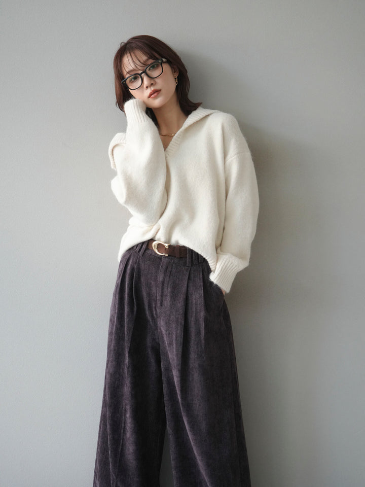 [予約]スキッパーニットプルオーバー/offwhite