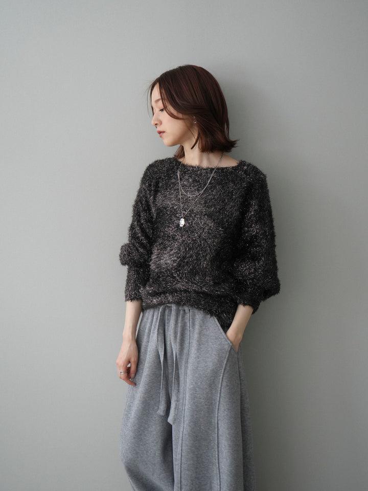 [予約]ラメシャギードルマンニットプルオーバー/brown