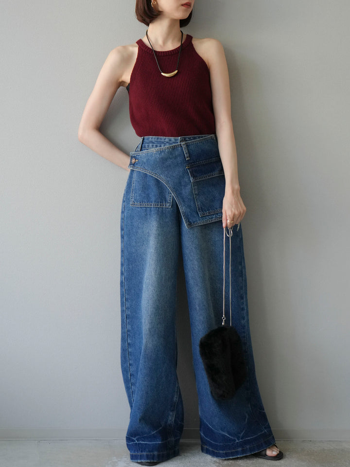 [予約]リブニットアメスリタンクトップ/ボルドー