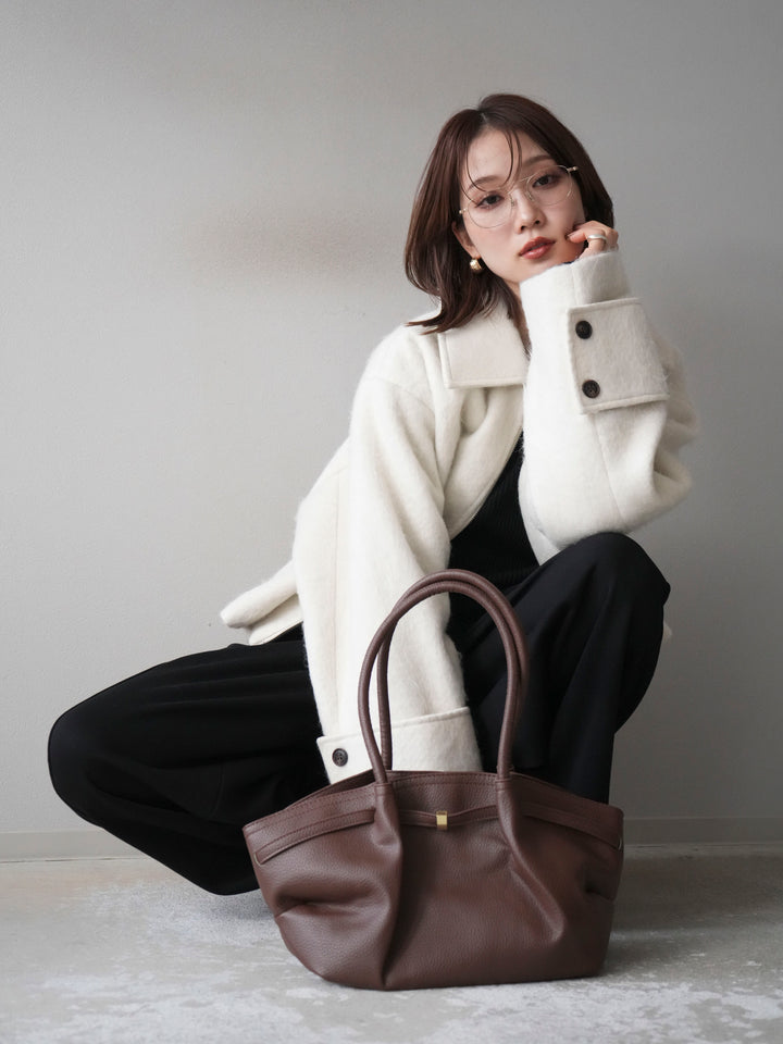 [予約]袖ビックループシャギージップブルゾン/ivory