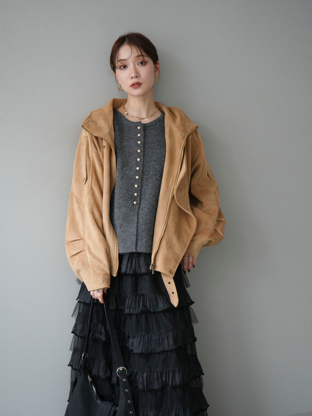 [予約]スエードライダースジャケット/ベージュ
