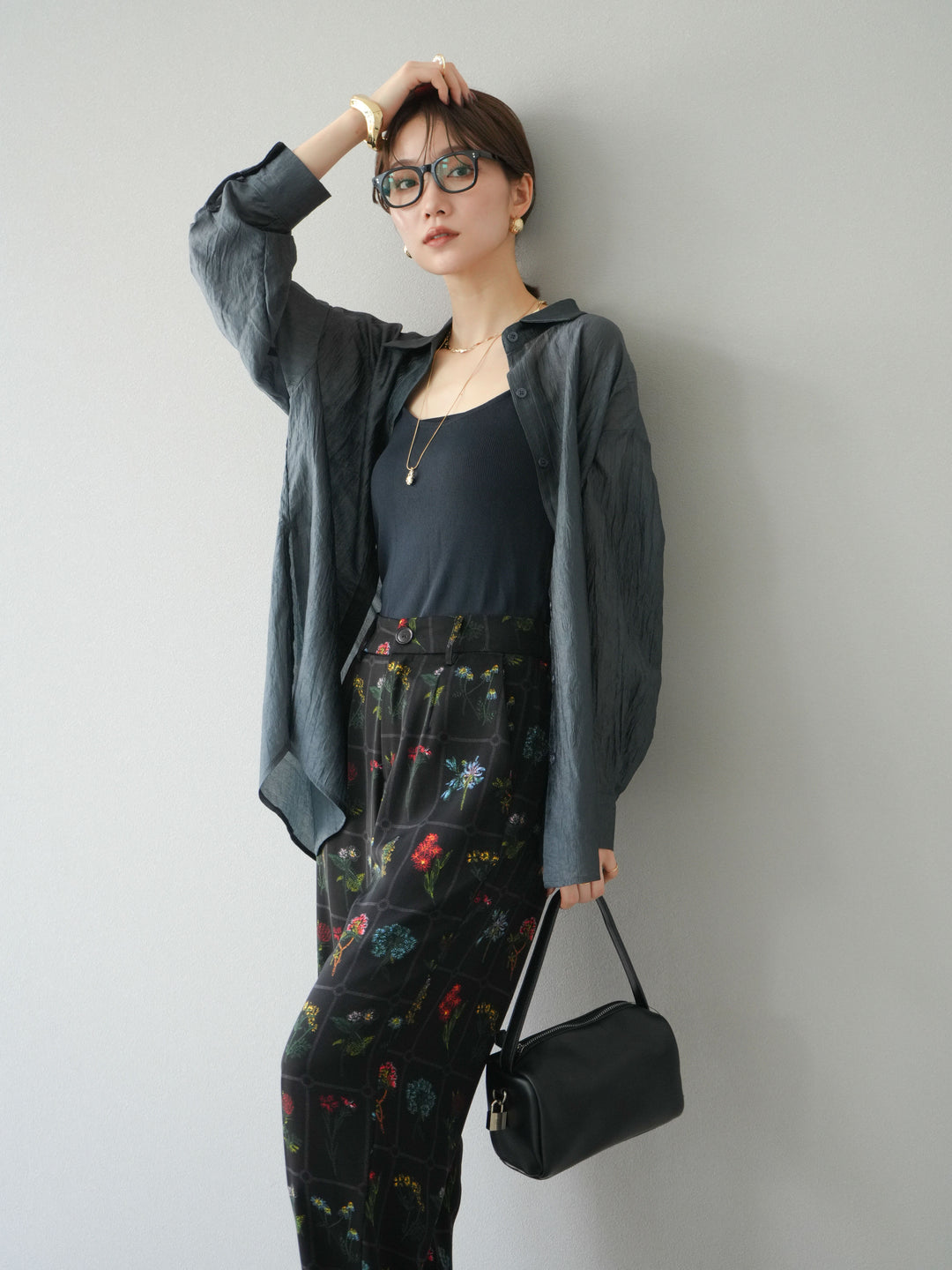 [予約]ワッシャーシャイニーシャツ/グレー