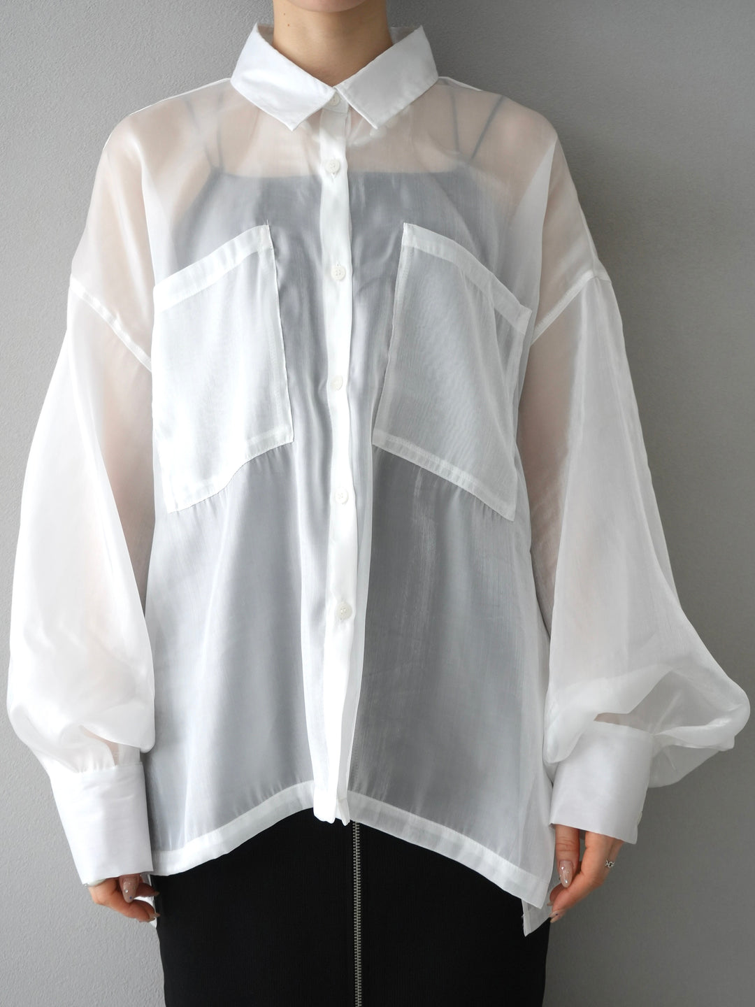 [Pre-order] Organza pocket design shirt/off-white