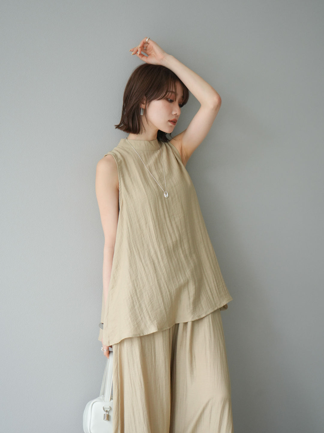 [SET]ホルターネックバックスリットブラウス＆スーパーワイドパンツSET UP(2set)