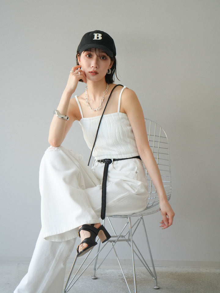 [SET]ウェーブパイピングカップ付ベアキャミソール+ウェーブパイピングカップ付ベアキャミソール(2set)