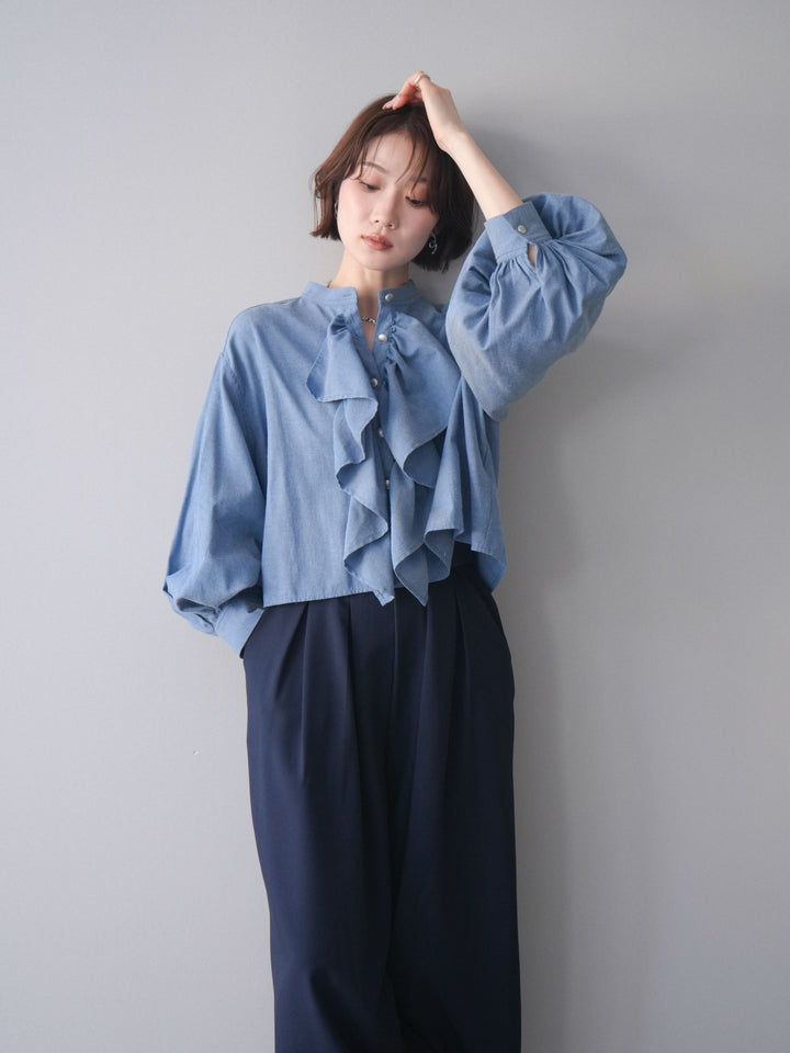 [SET]ラッフルフレアショートブラウス+ラッフルフレアショートブラウス(2set)