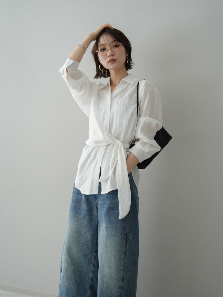 [予約]フロントアシンメトリーブラウス/white