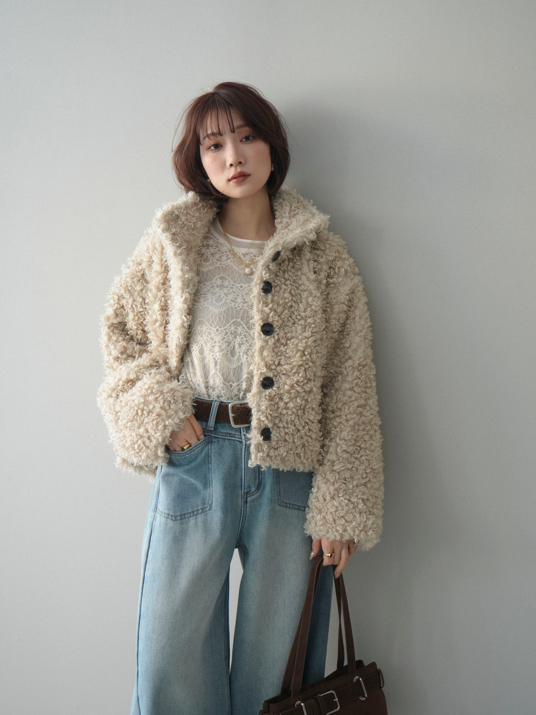 [予約]プードルファーミドルスタンドブルゾン/ivory