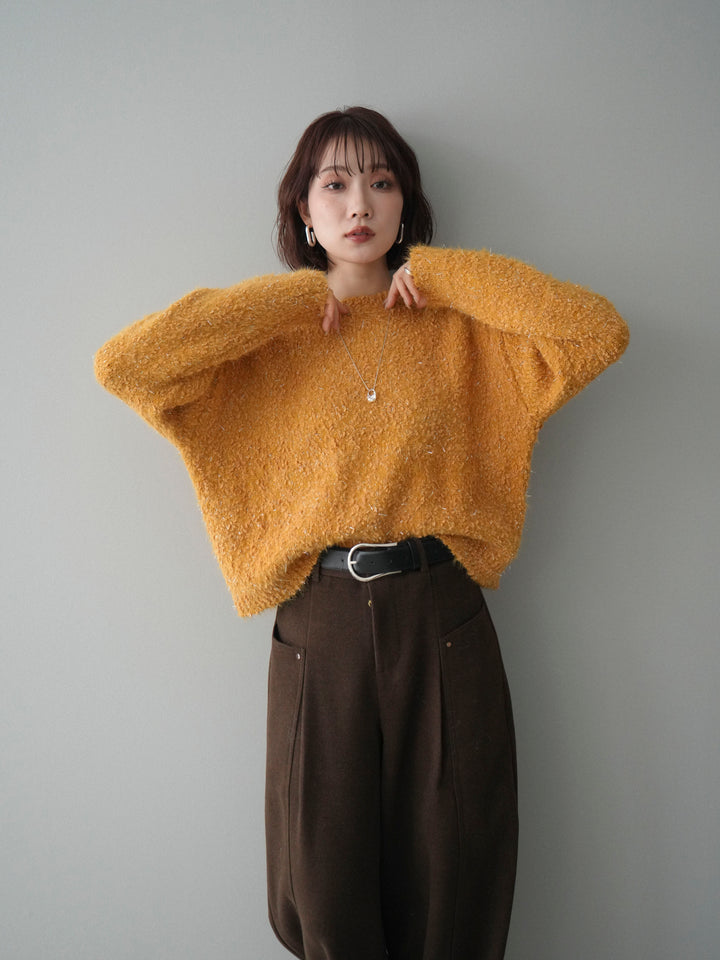 [SET]モールラメミックスヤーンニットプルオーバー+選べるアクセセット(2set)