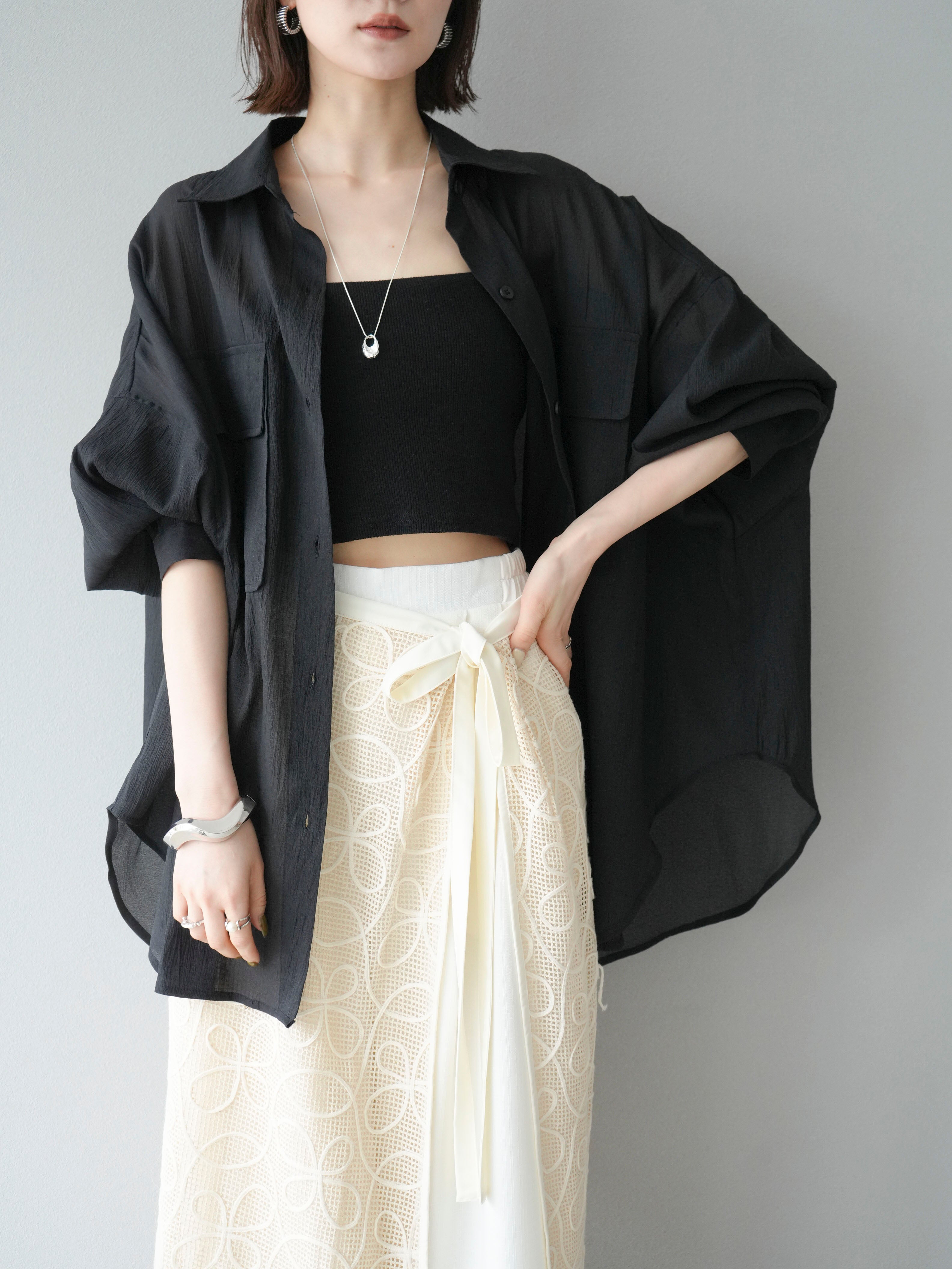 予約]BIGポケットオーバーシアーシャツ/ブラック – Lumier