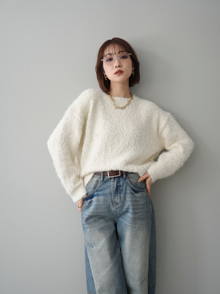 [SET]モールラメミックスヤーンニットプルオーバー+選べるアクセセット(2set)