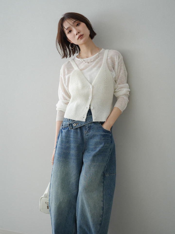 [予約]ビスチェアンサンブルシアーニット/white