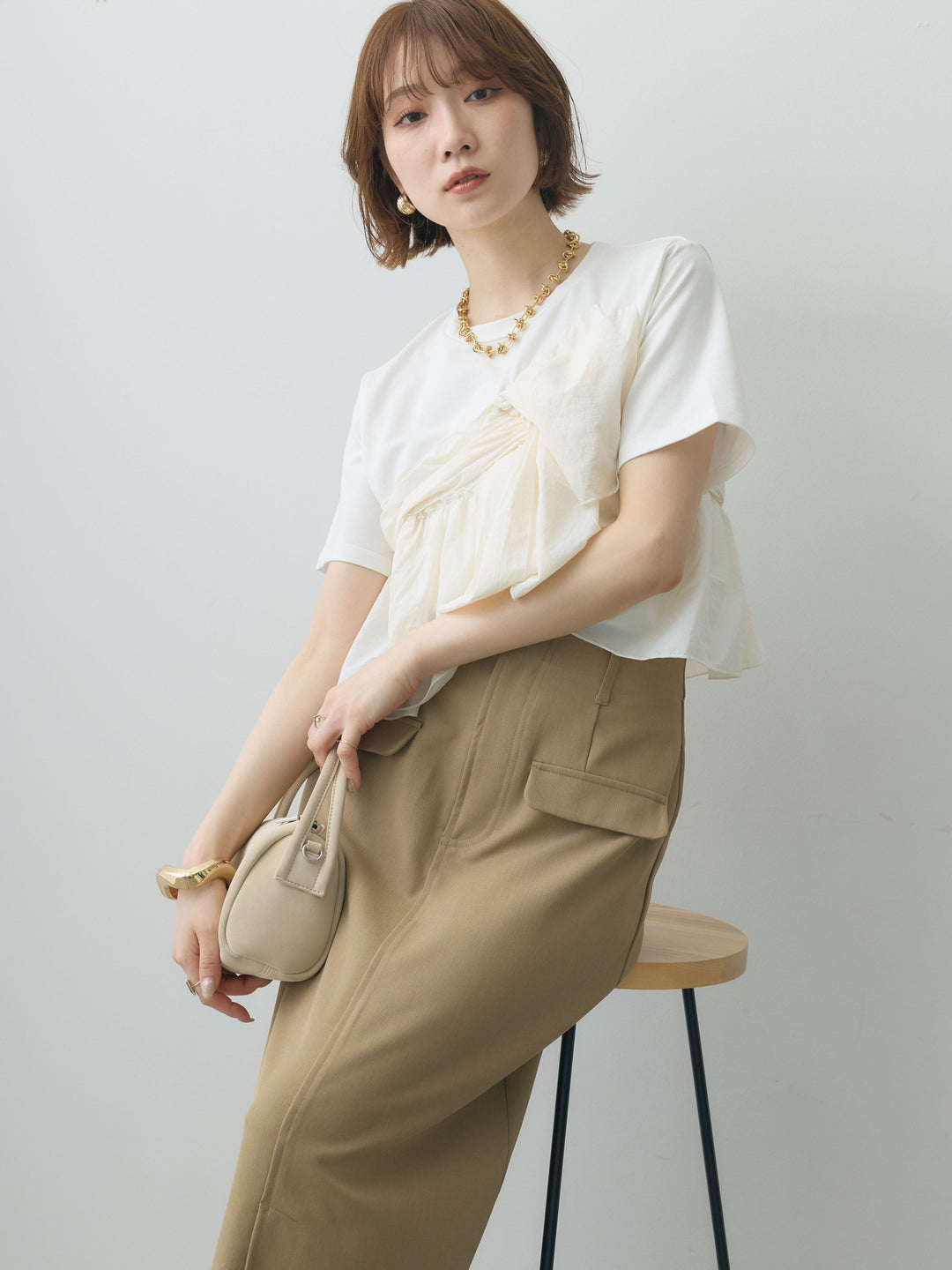 [SET]ナイロンドッキングツイストTEE +選べるアクセセット(2set)
