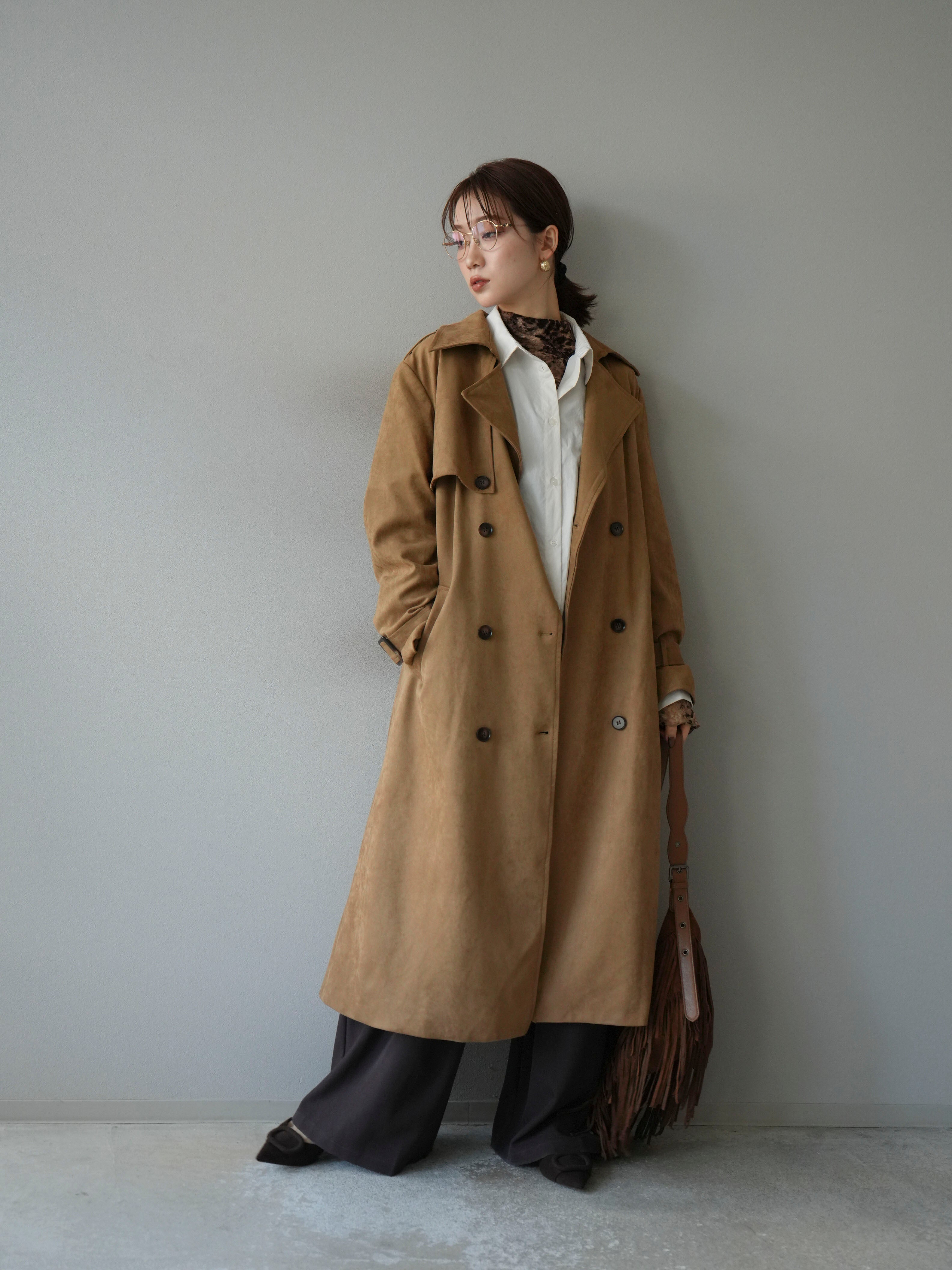 予約]スエードトレンチコート/キャメル – Lumier