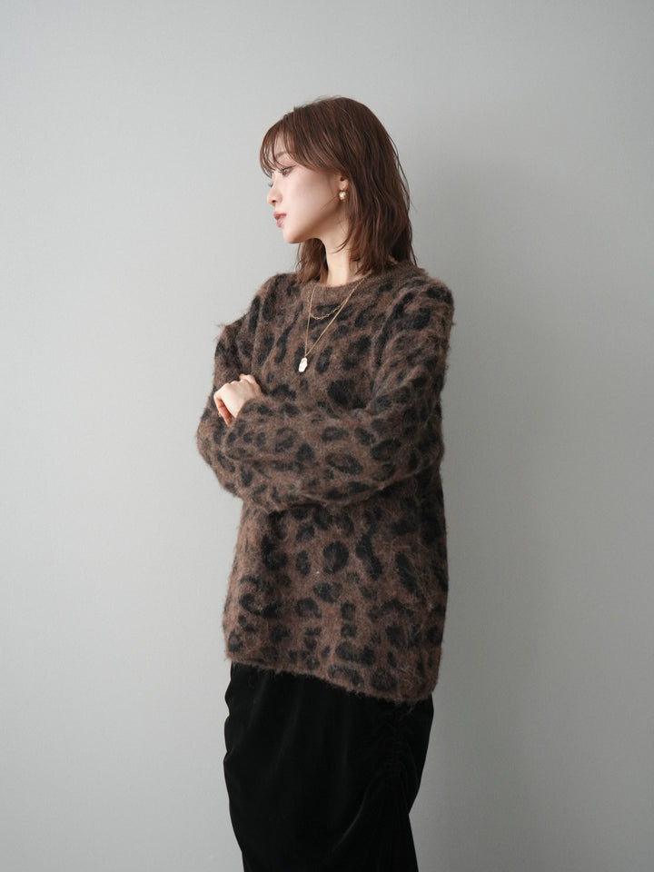 [SET]レオパードシャギーニットプルオーバー+レオパードシャギーニットプルオーバー(2set)