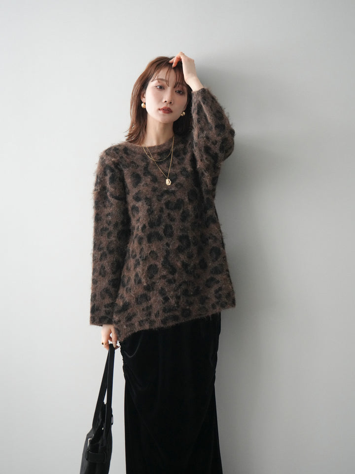 [SET]レオパードシャギーニットプルオーバー+レオパードシャギーニットプルオーバー(2set)