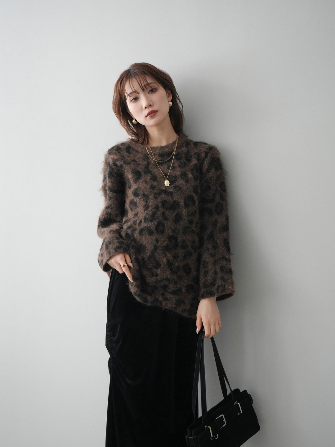 [SET]レオパードシャギーニットプルオーバー+レオパードシャギーニットプルオーバー(2set)