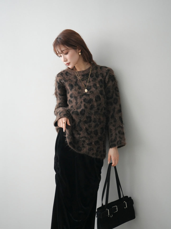 [SET]レオパードシャギーニットプルオーバー+レオパードシャギーニットプルオーバー(2set)