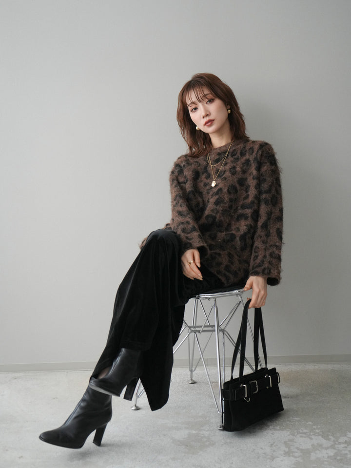 [SET]レオパードシャギーニットプルオーバー+レオパードシャギーニットプルオーバー(2set)