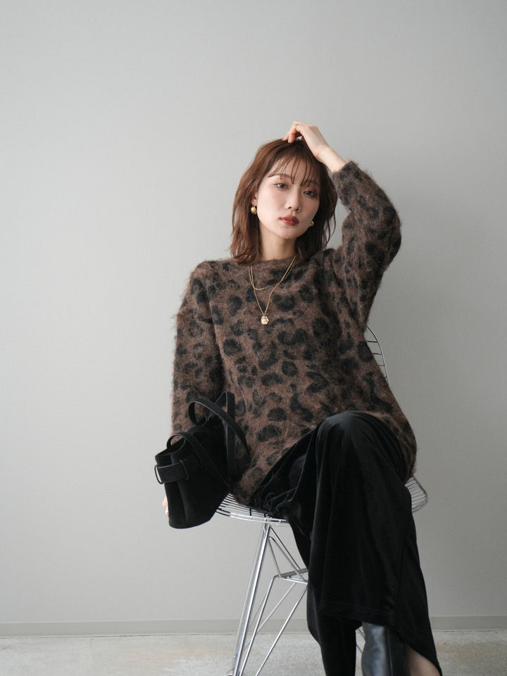 [SET]レオパードシャギーニットプルオーバー+レオパードシャギーニットプルオーバー(2set)
