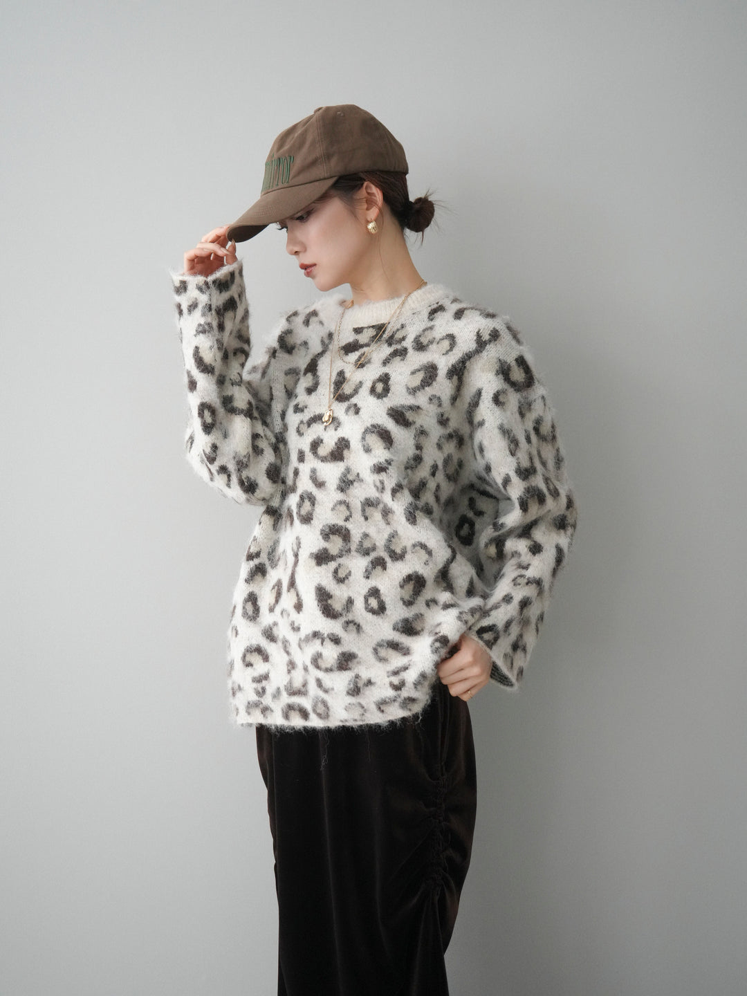 [SET]レオパードシャギーニットプルオーバー+レオパードシャギーニットプルオーバー(2set)