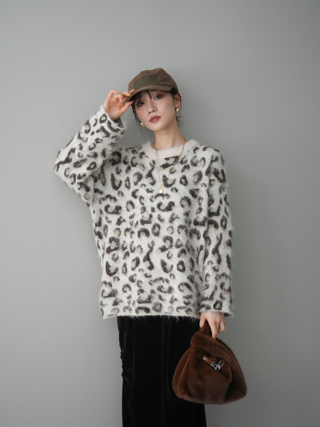 [SET]レオパードシャギーニットプルオーバー+レオパードシャギーニットプルオーバー(2set)