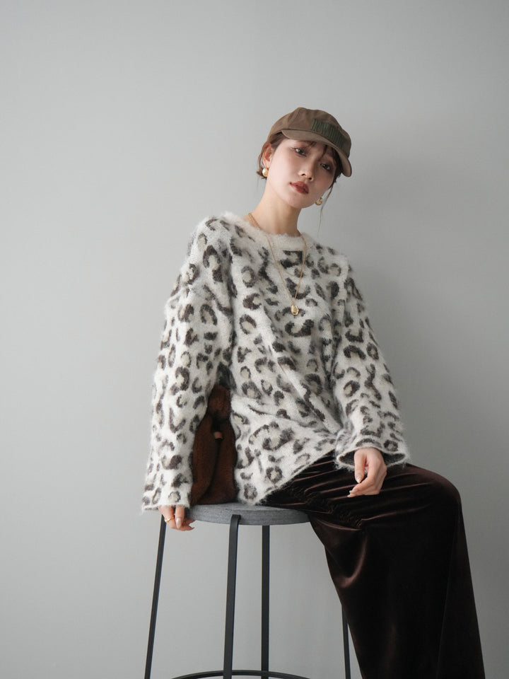 [SET]レオパードシャギーニットプルオーバー+レオパードシャギーニットプルオーバー(2set)
