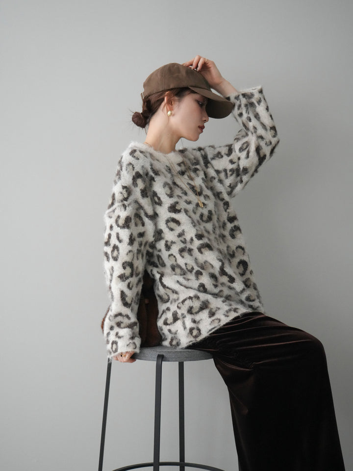 [SET]レオパードシャギーニットプルオーバー+レオパードシャギーニットプルオーバー(2set)