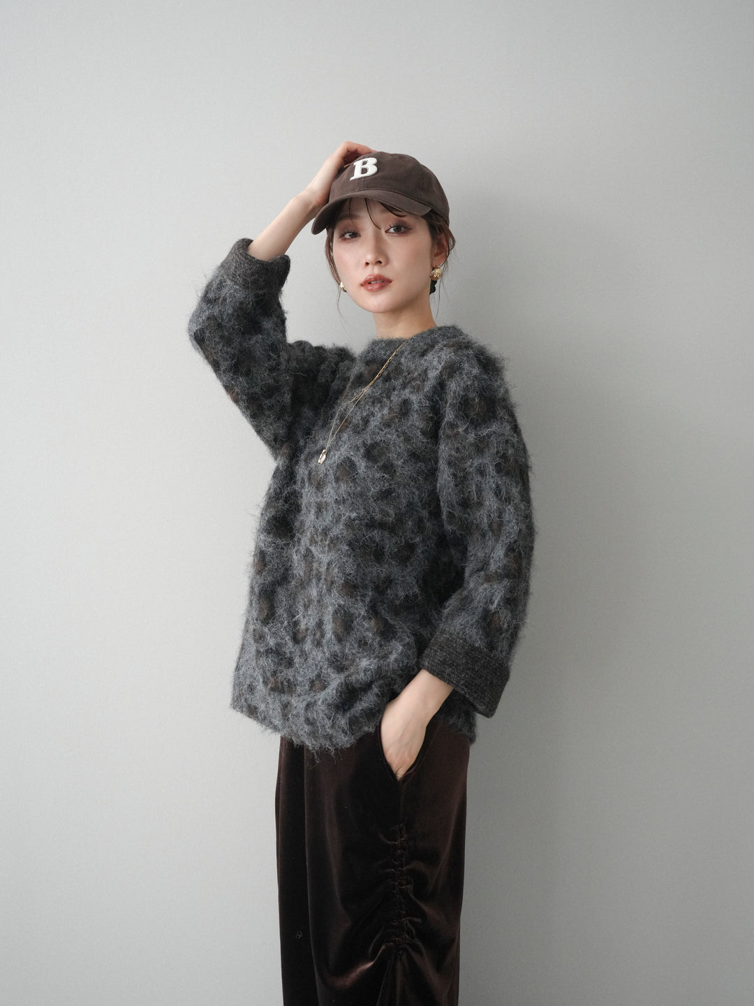 [SET]レオパードシャギーニットプルオーバー+レオパードシャギーニットプルオーバー(2set)