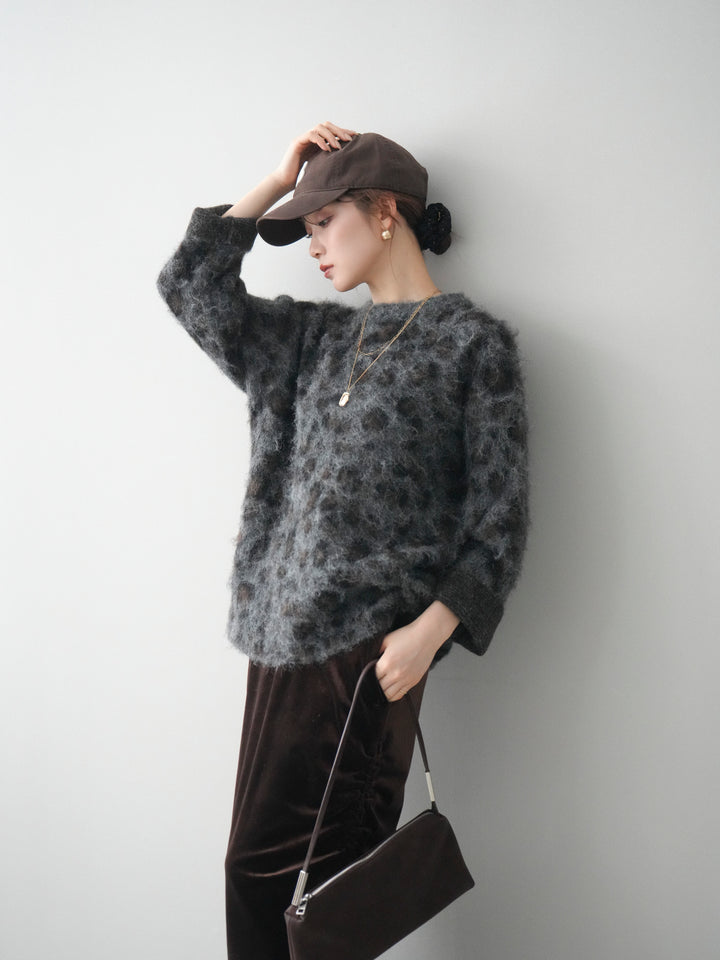 [SET]レオパードシャギーニットプルオーバー+レオパードシャギーニットプルオーバー(2set)
