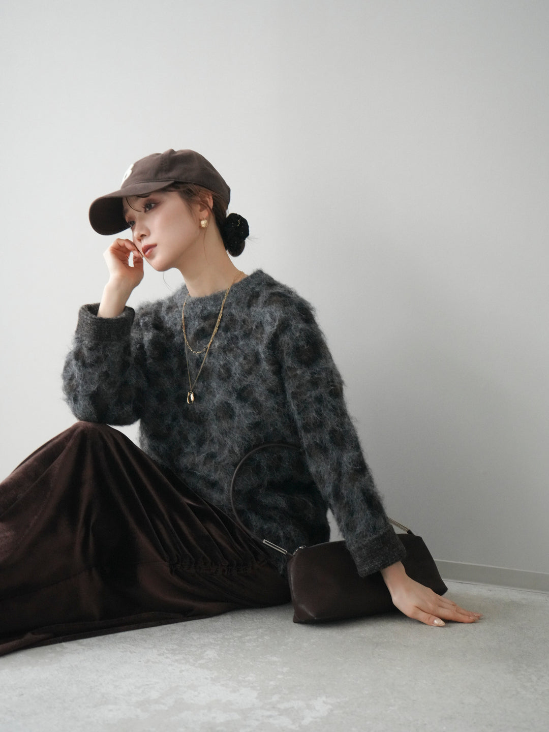 [SET]レオパードシャギーニットプルオーバー+レオパードシャギーニットプルオーバー(2set)