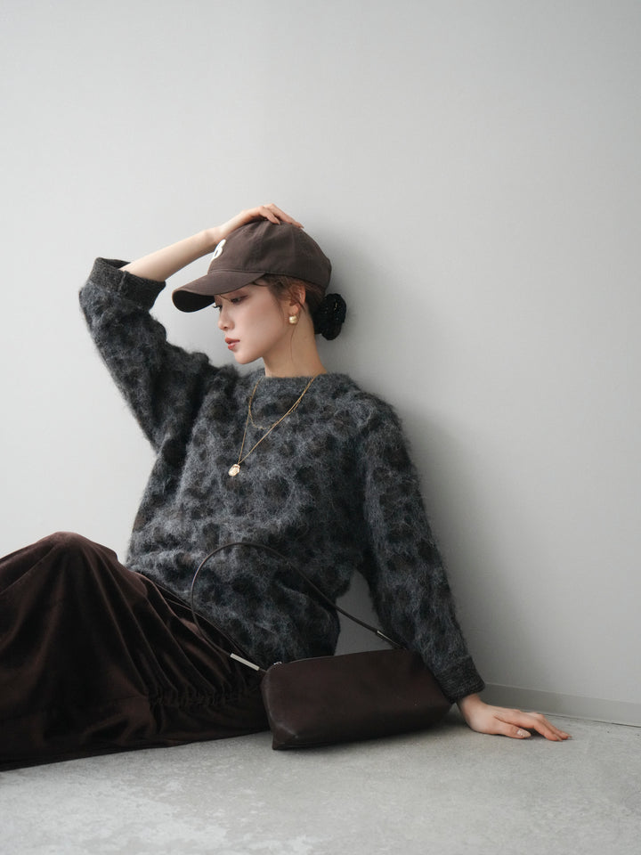 [SET]レオパードシャギーニットプルオーバー+レオパードシャギーニットプルオーバー(2set)