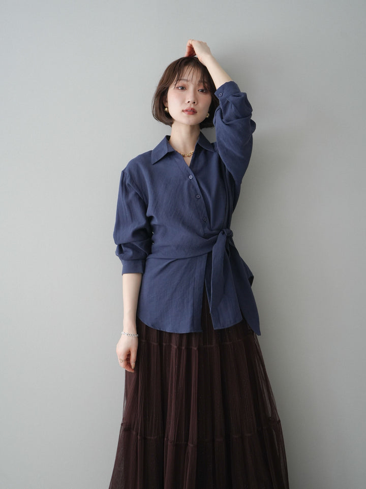 [予約]フロントアシンメトリーブラウス/blue