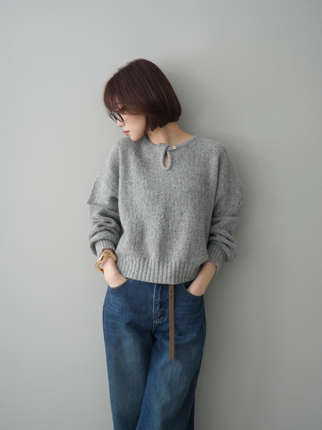 [SET]ツイストネックラメネップヤーンニットプルオーバー+ツイストネックラメネップヤーンニットプルオーバー(2set)