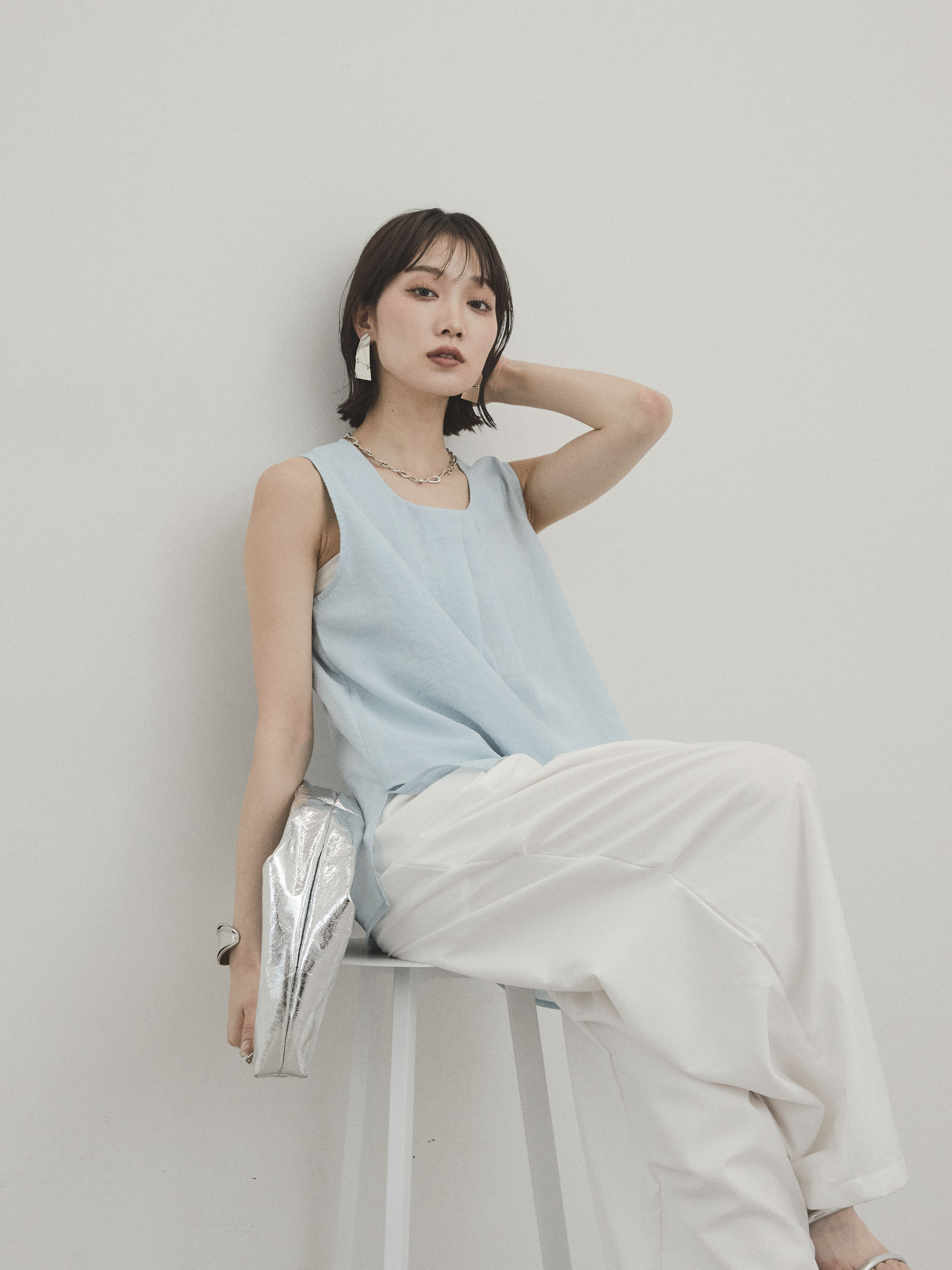 SET]シアータックアシンメトリーブラウス+シアータックアシンメトリー